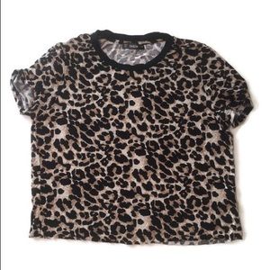 Leopard Print Raw Hem Crop Top